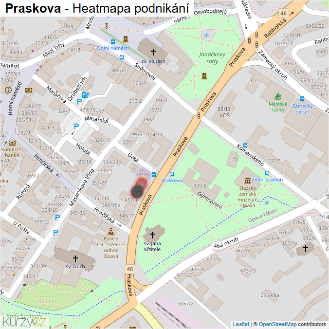 Mapa Praskova - Firmy v ulici.