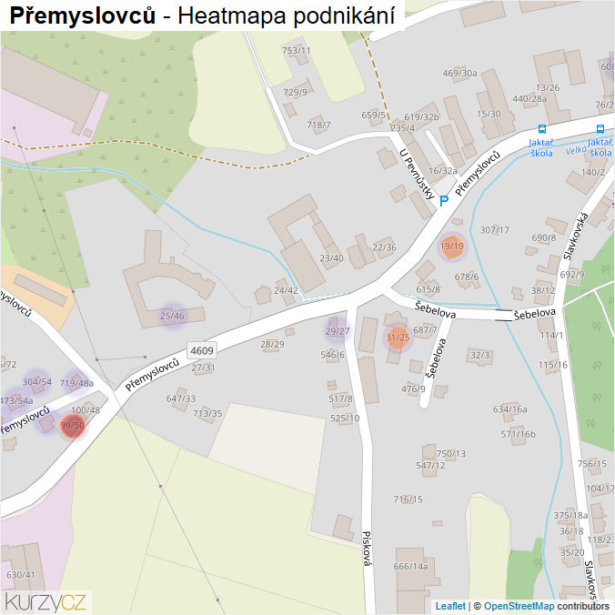 Mapa Přemyslovců - Firmy v ulici.