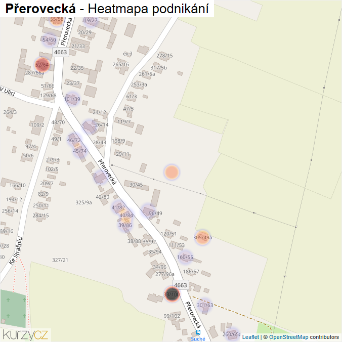 Mapa Přerovecká - Firmy v ulici.