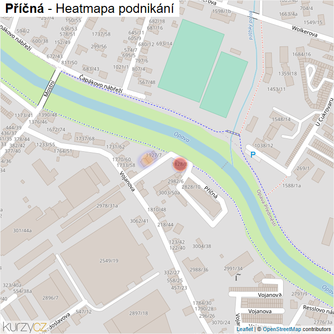 Mapa Příčná - Firmy v ulici.