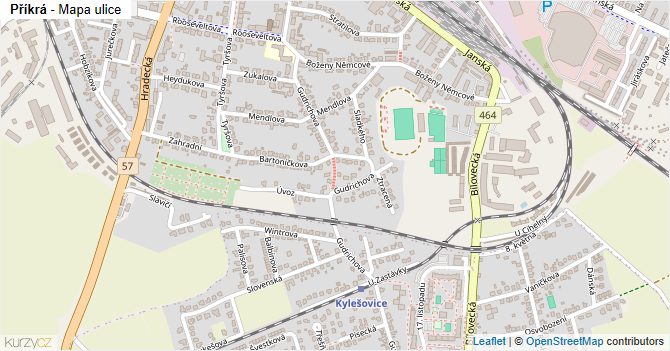 Příkrá - mapa ulice