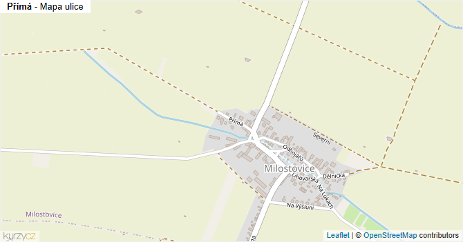 Přímá - mapa ulice