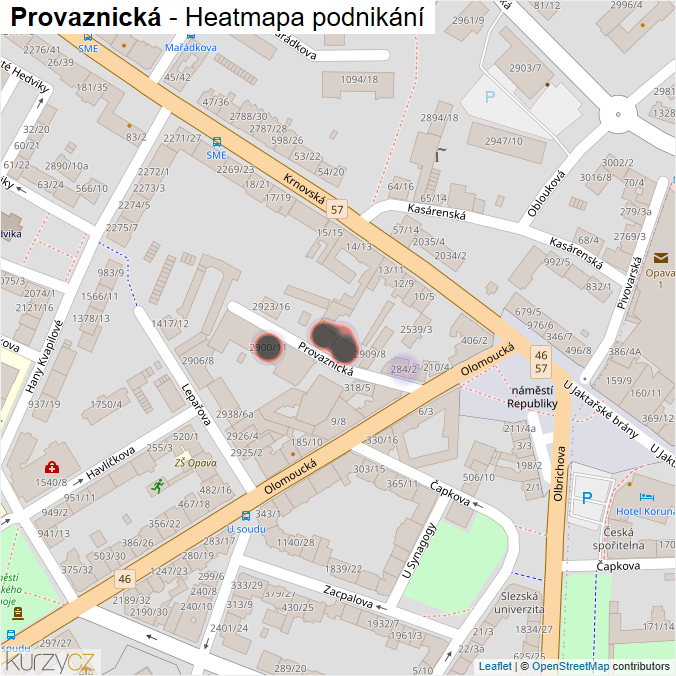 Mapa Provaznická - Firmy v ulici.