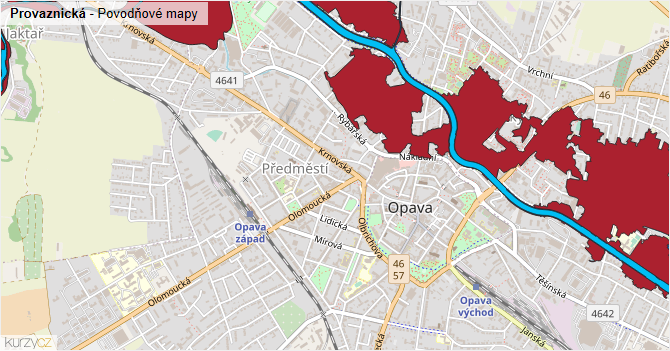 Provaznická - záplavové mapy stoleté vody