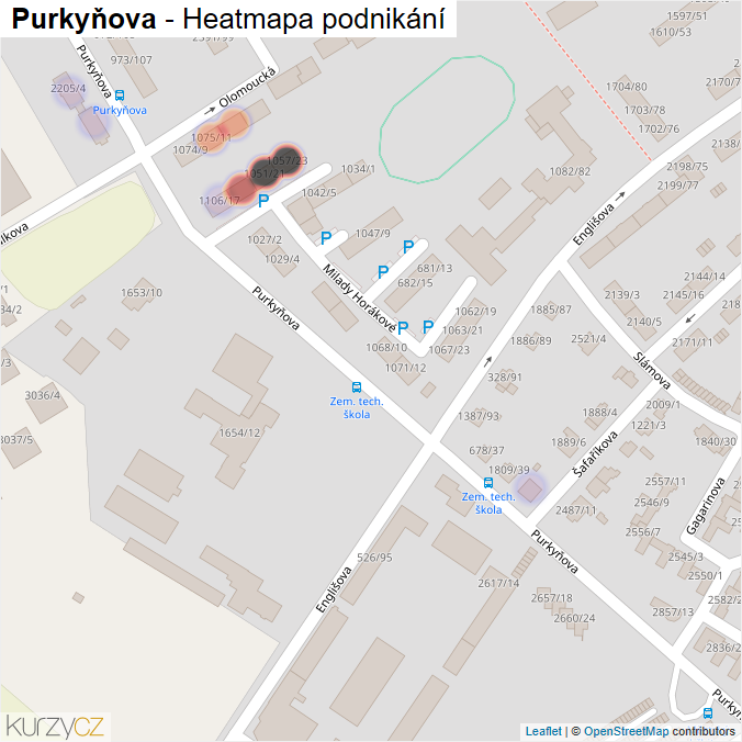 Mapa Purkyňova - Firmy v ulici.