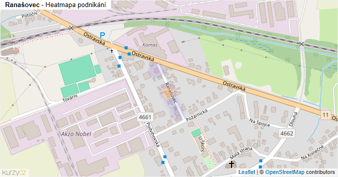 Ranašovec - mapa podnikání
