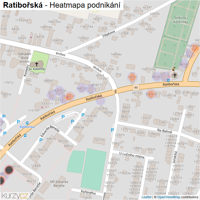 Mapa Ratibořská - Firmy v ulici.
