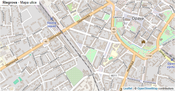 Riegrova - mapa ulice