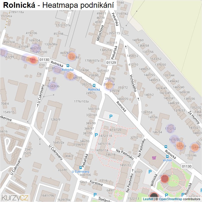 Mapa Rolnická - Firmy v ulici.