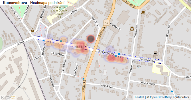 Rooseveltova - mapa podnikání