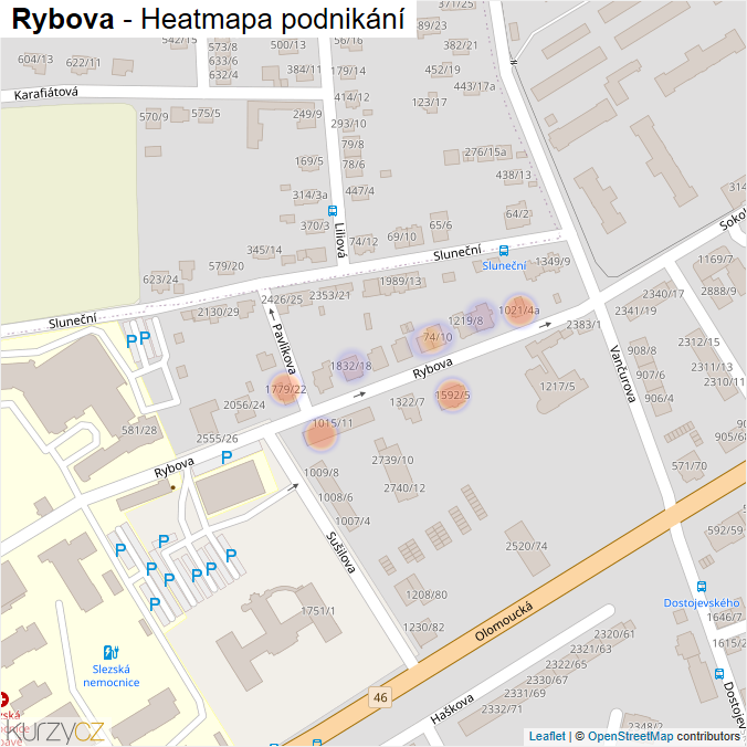 Mapa Rybova - Firmy v ulici.