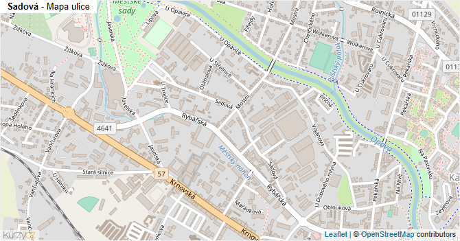 Sadová - mapa ulice