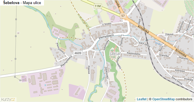 Šebelova - mapa ulice