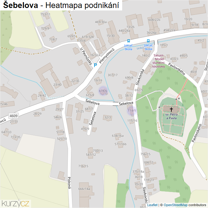 Mapa Šebelova - Firmy v ulici.