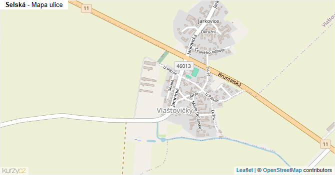 Selská - mapa ulice