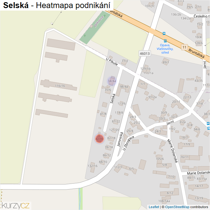 Mapa Selská - Firmy v ulici.