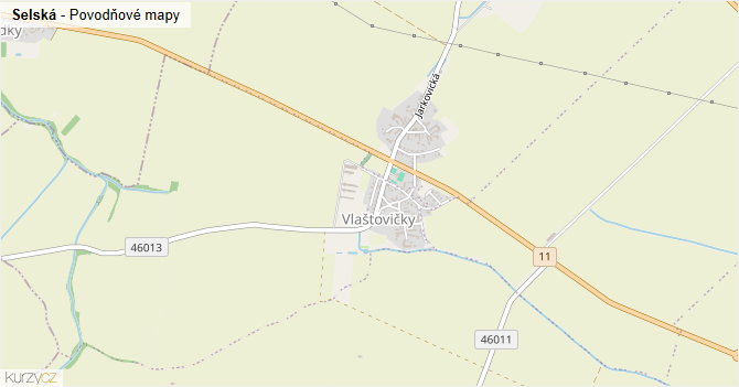 Selská - záplavové mapy stoleté vody