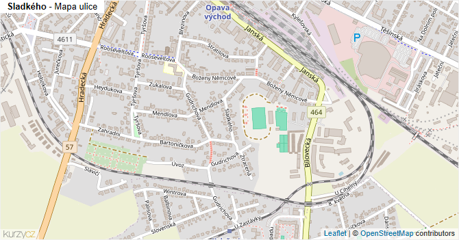 Sladkého - mapa ulice