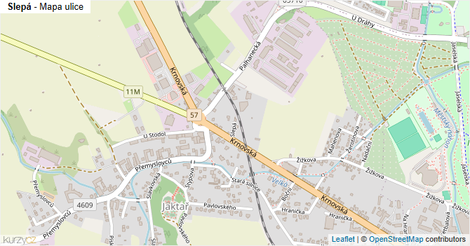 Slepá - mapa ulice