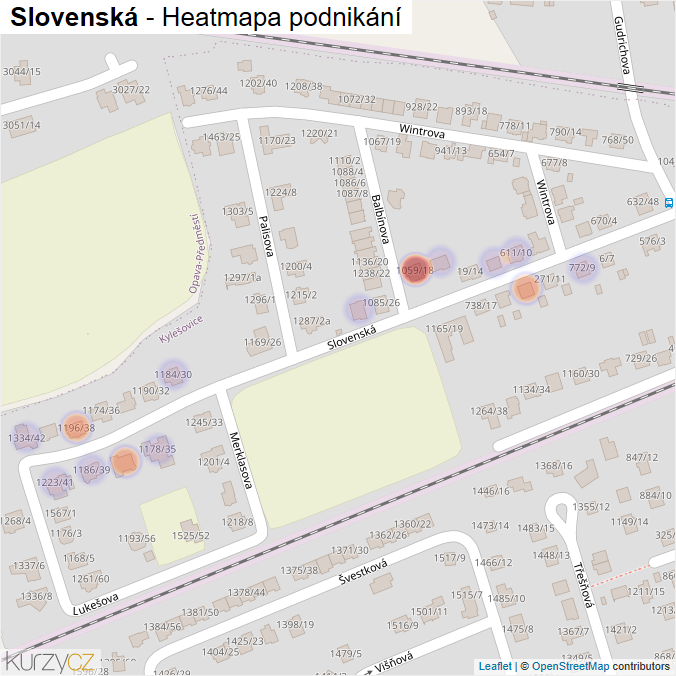 Mapa Slovenská - Firmy v ulici.