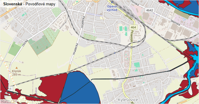 Slovenská - záplavové mapy stoleté vody