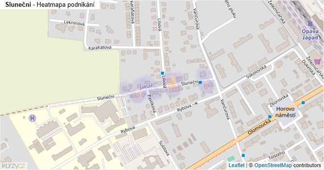Sluneční - mapa podnikání