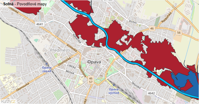 Solná - záplavové mapy stoleté vody