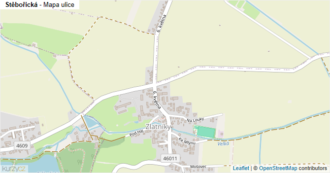 Stěbořická - mapa ulice
