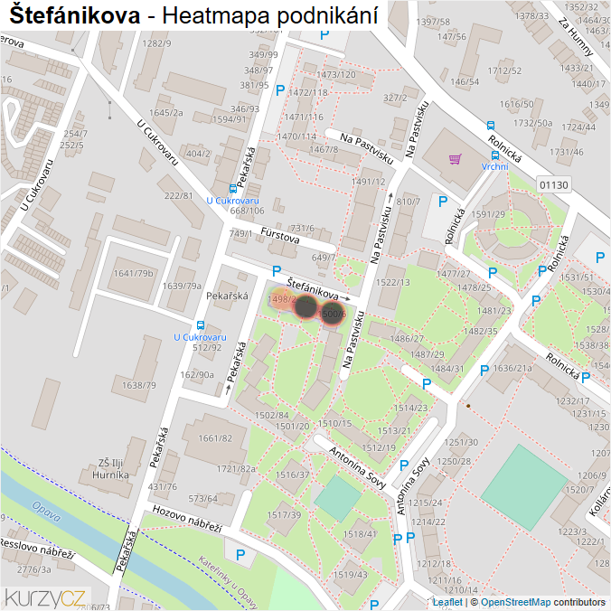 Mapa Štefánikova - Firmy v ulici.