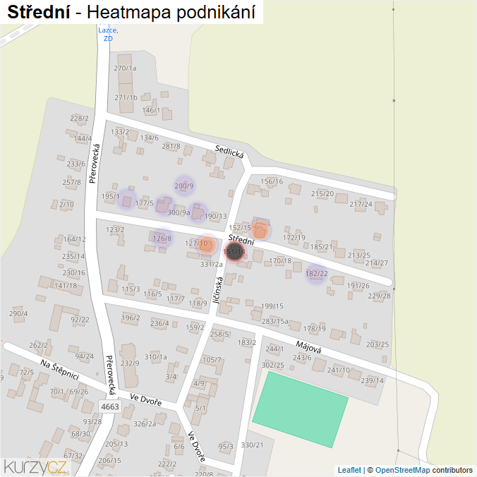 Mapa Střední - Firmy v ulici.