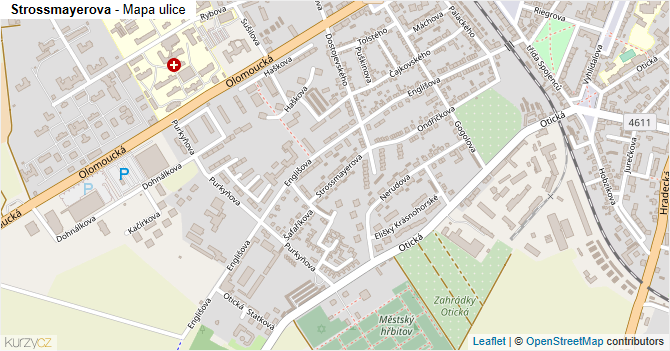 Strossmayerova - mapa ulice