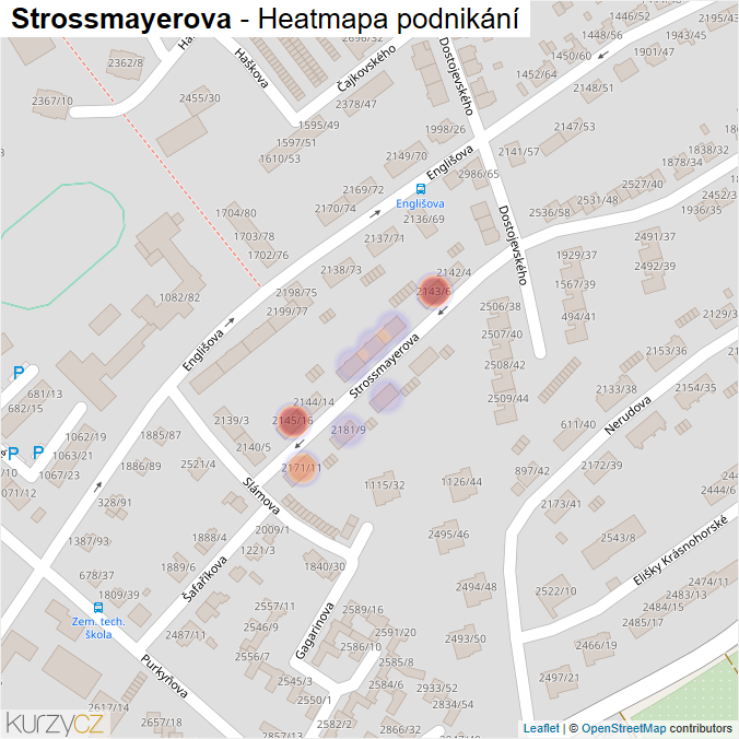 Mapa Strossmayerova - Firmy v ulici.