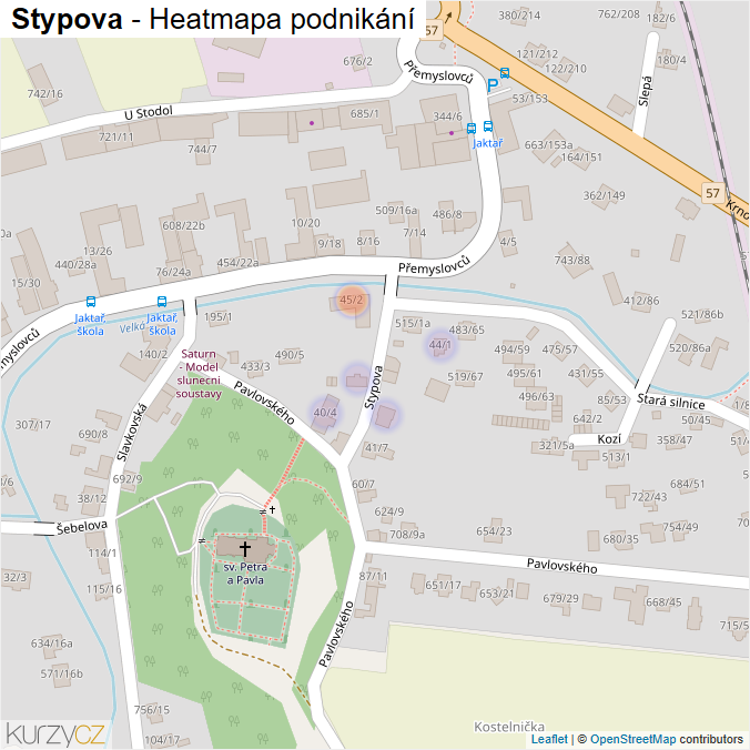 Mapa Stypova - Firmy v ulici.