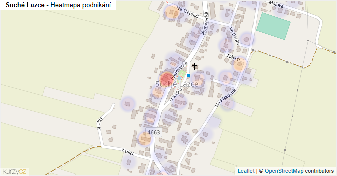Suché Lazce - mapa podnikání