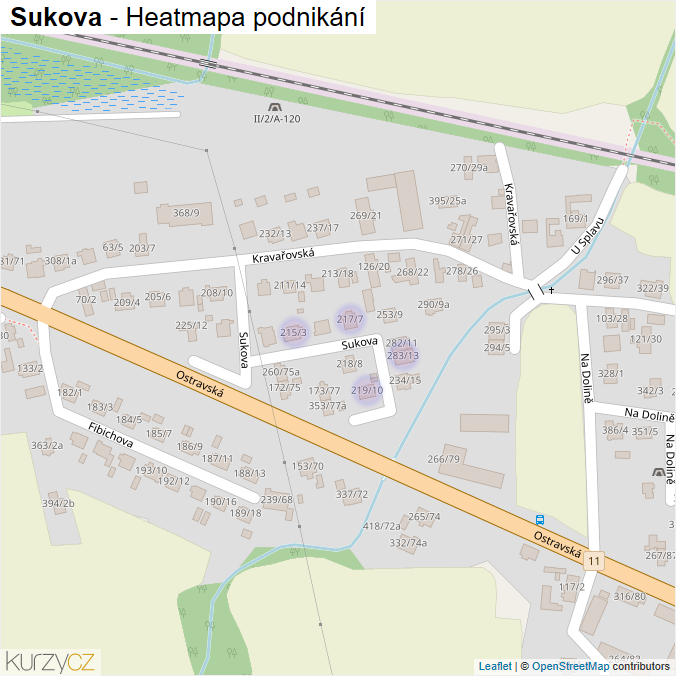 Mapa Sukova - Firmy v ulici.
