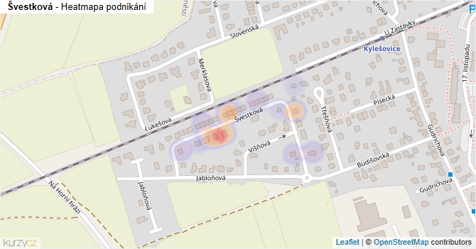 Švestková - mapa podnikání