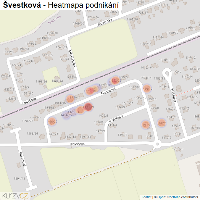 Mapa Švestková - Firmy v ulici.