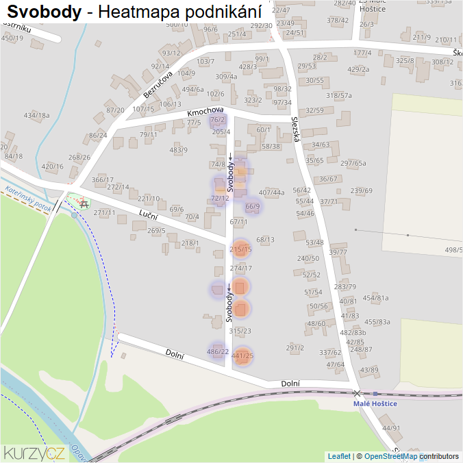 Mapa Svobody - Firmy v ulici.