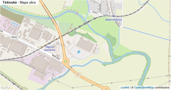 Těšínská - mapa ulice