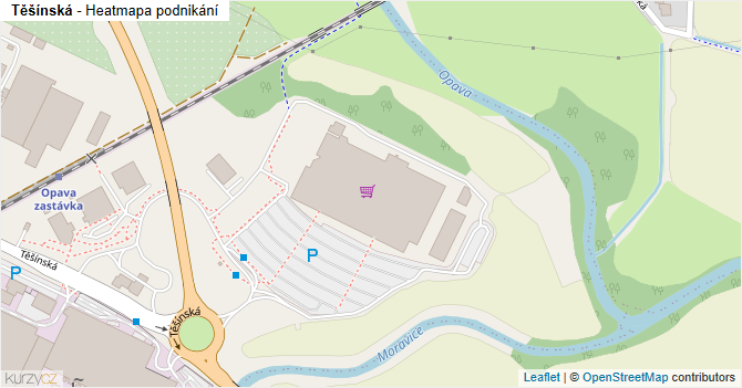 Těšínská - mapa podnikání