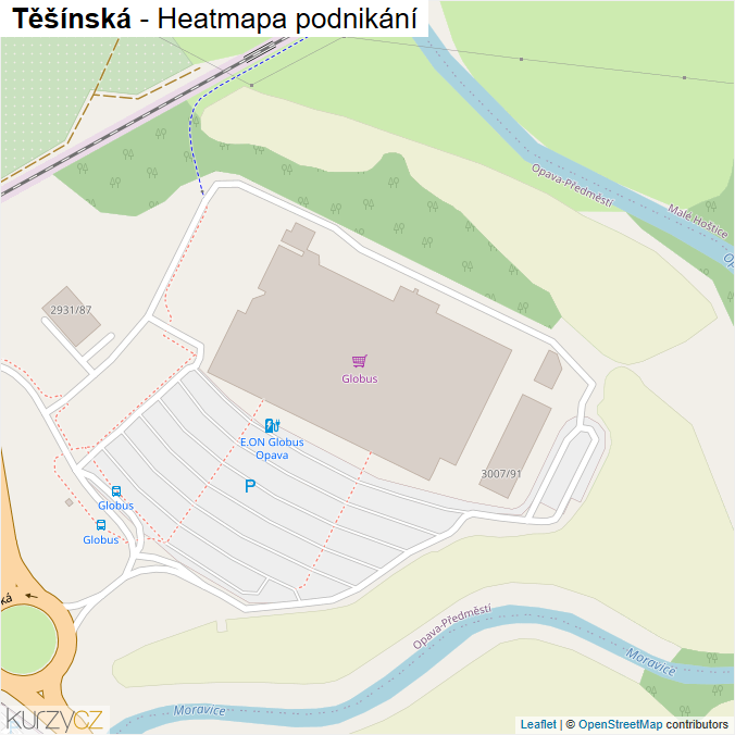 Mapa Těšínská - Firmy v ulici.