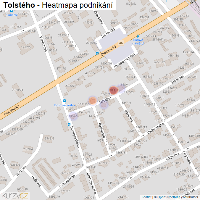 Mapa Tolstého - Firmy v ulici.