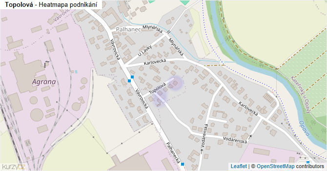 Topolová - mapa podnikání