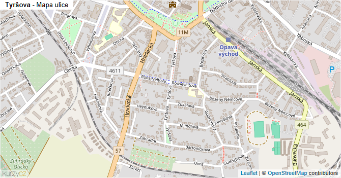 Tyršova - mapa ulice