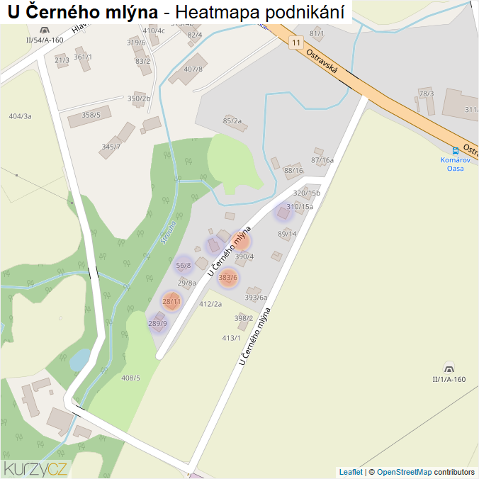 Mapa U Černého mlýna - Firmy v ulici.