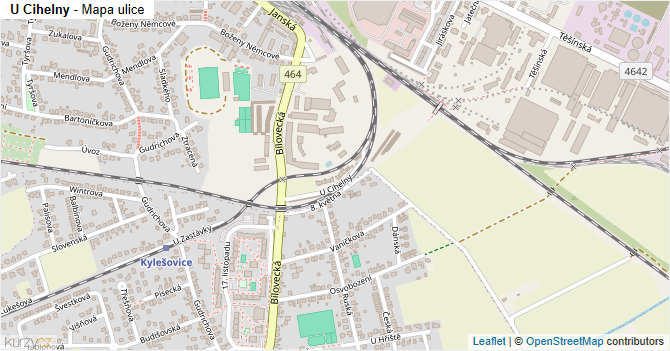 U Cihelny - mapa ulice