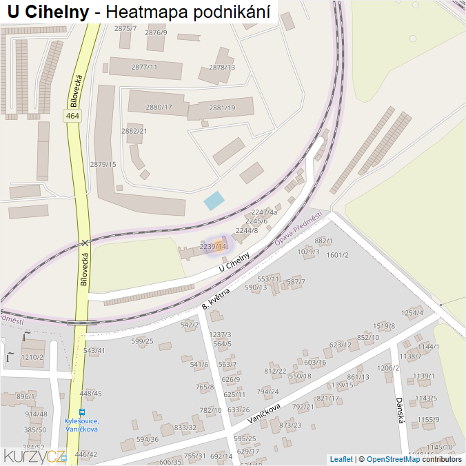 Mapa U Cihelny - Firmy v ulici.