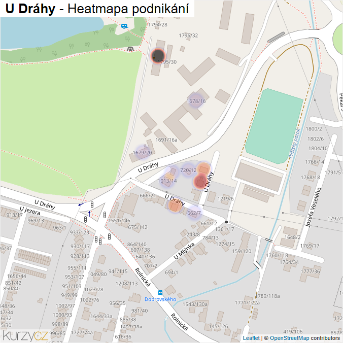 Mapa U Dráhy - Firmy v ulici.