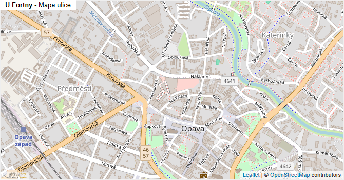 U Fortny - mapa ulice