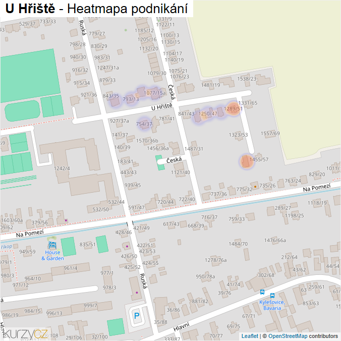 Mapa U Hřiště - Firmy v ulici.